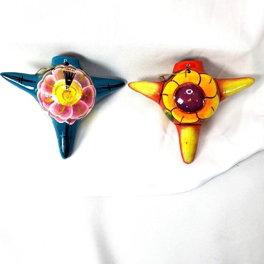 Talavera Piñata Christmas Ornaments: Mexican Folk Art Set of 5 Puerto Vallarta - Picture 9 of 12